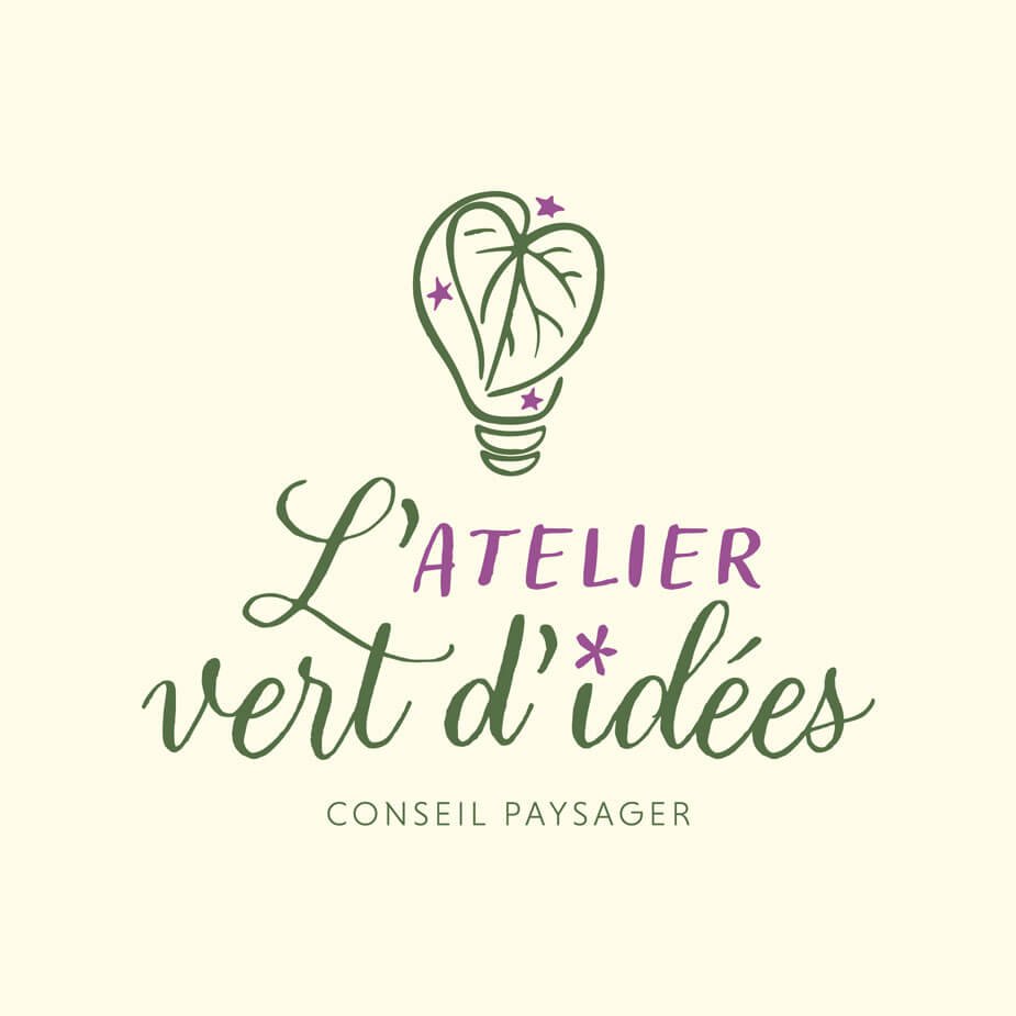 Logo principal de L’Atelier Vert d’Idées réalisé dans le cadre d’un projet d’identité visuelle
