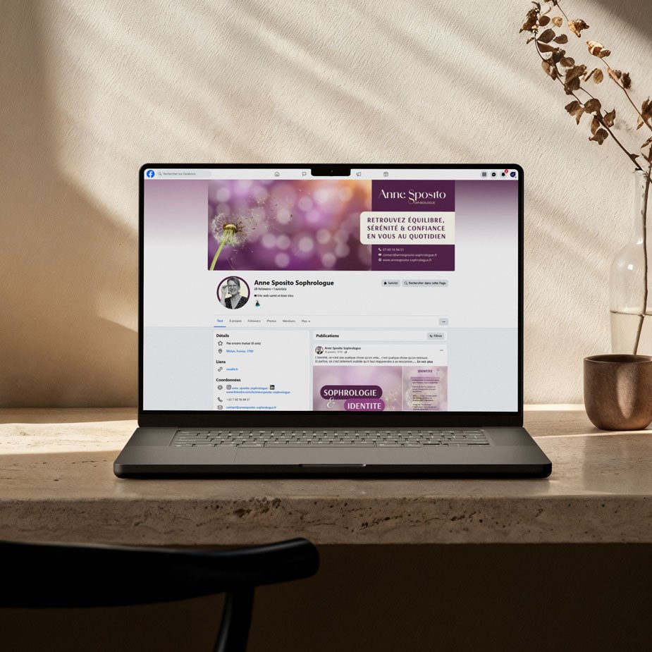 Bannière Facebook créée pour Anne Sposito afin d’assurer une communication cohérente sur les réseaux sociaux