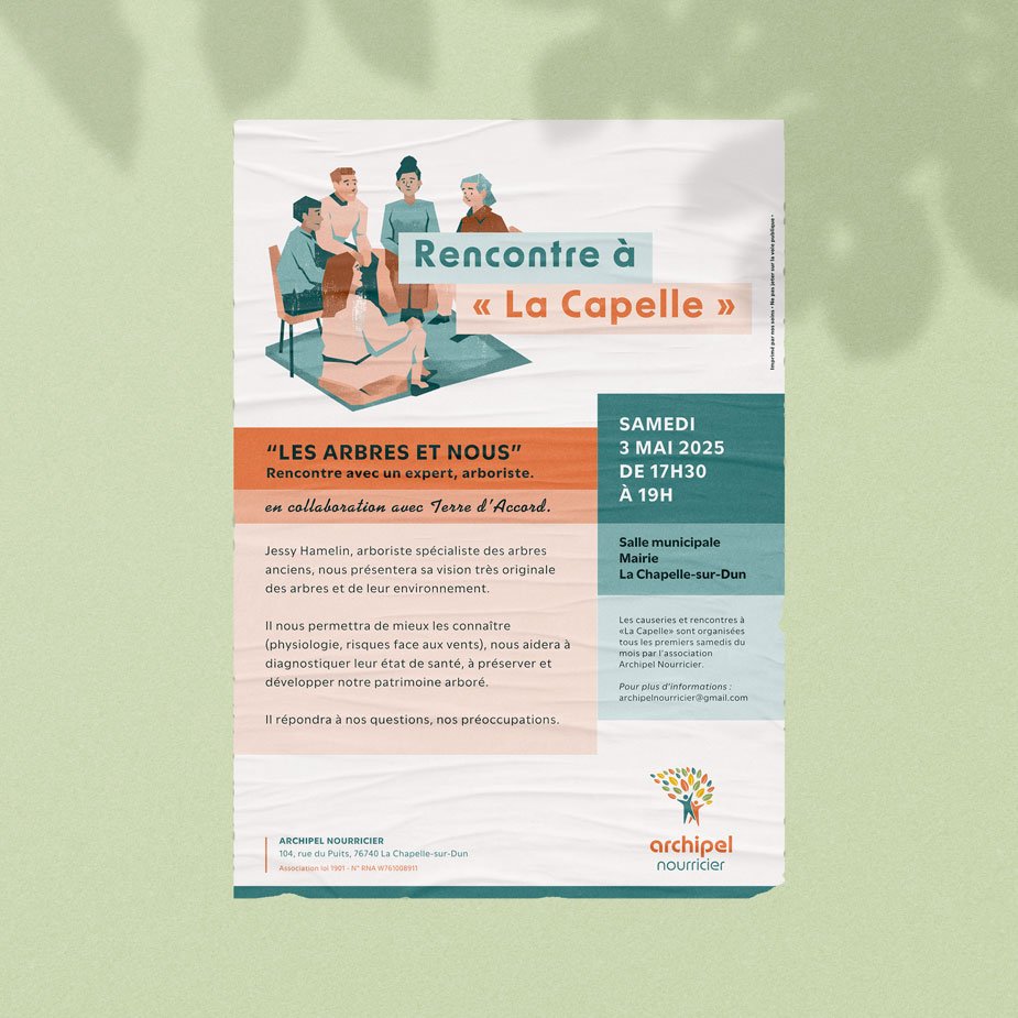 Conception d’une affiche de communication pour l’association locale Archipel Nourricier par unE graphiste à Noisy-le-Grand