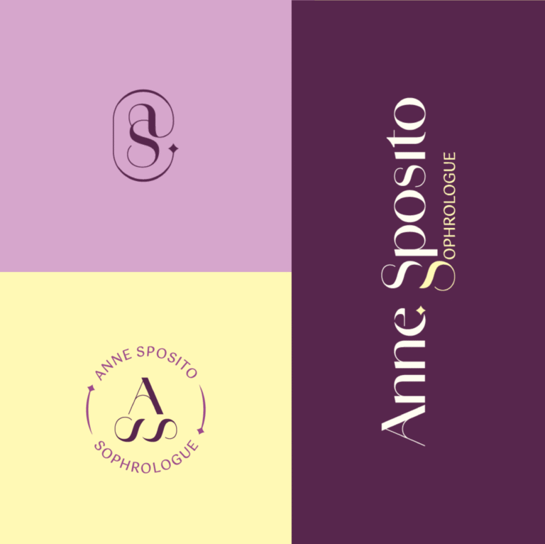 Déclinaisons du logo dans le cadre de la création d'identité visuelle d’Anne Sposito Sophrologue à Melun