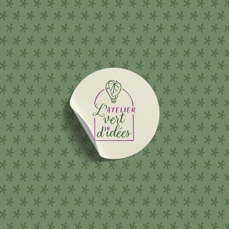 Submark et motif graphique issus de l’identité visuelle de L’Atelier Vert d’Idées