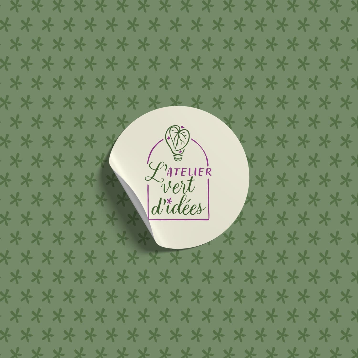 Submark et motif graphique issus de l’identité visuelle de L’Atelier Vert d’Idées