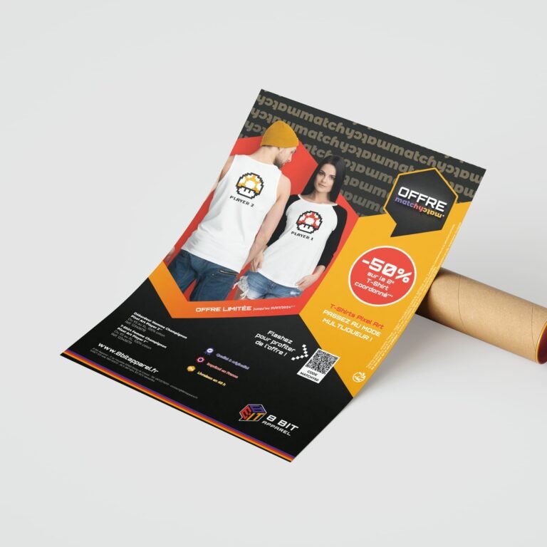 Affiche publicitaire conçue pour promouvoir une offre et renforcer la visibilité d’une activité
