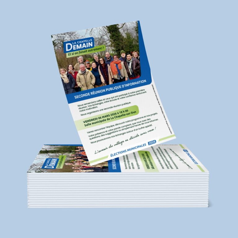 Flyer A5 créé pour présenter un évènement de manière claire et attractive
